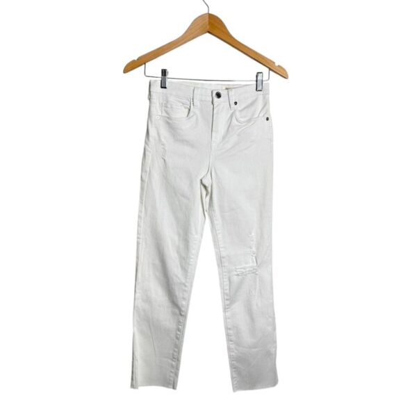 BLANKNYC Madison Crop Jeans High-Rise Distressed White Denim Size 25 Cropped - Picture 1 of 5